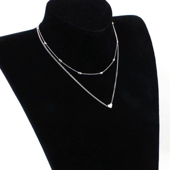 NEW!💎💙💎HEART🤍NECKLACE LAYER CHOKER PRETTY LOOK - Picture 2 of 11